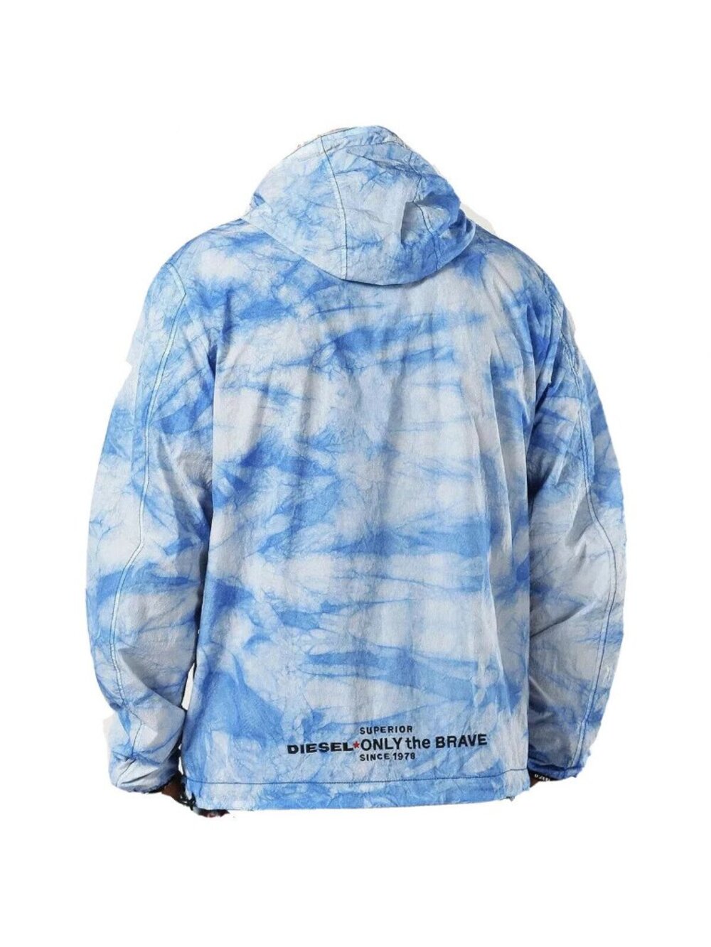 $248 Diesel Men’s J-Pinal Windbreaker Hooded Jacket In Aqua Blue Size S